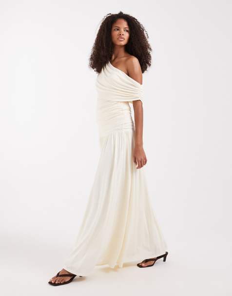 Pretty Lavish – Lydia – Gerafftes Oberteil in Cremeweiß mit One-Shoulder-Träger, Kombiteil - view 1