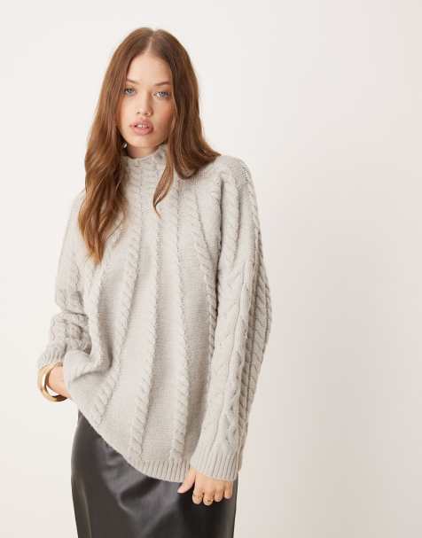Pretty Lavish - Maglione lavorato a trecce grigio chiaro - view 1