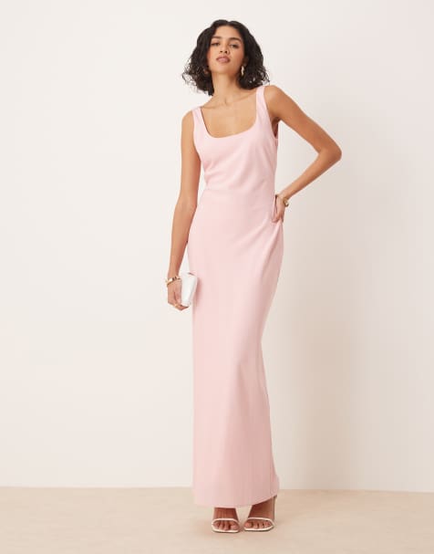 Pretty Lavish - Maxi jurk met ronde hals in roze - view 1