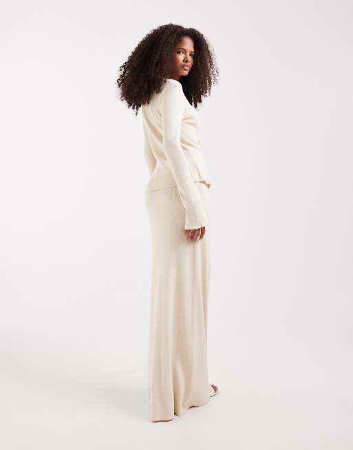 Pretty Lavish – Maxirock aus Strick in Steinbeige, Kombiteil, 5 von 5