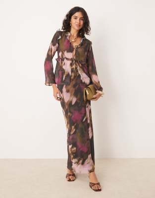 Pretty Lavish - Maxirock mit abstraktem Print, Kombiteil-Bunt