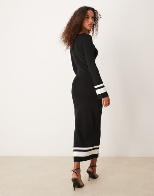Pretty Lavish midaxi knit dress in black, 4 of 4
