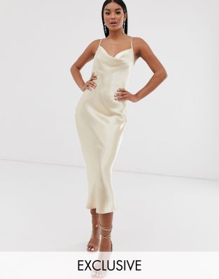 Pretty Lavish midi cami dress in liquid satin