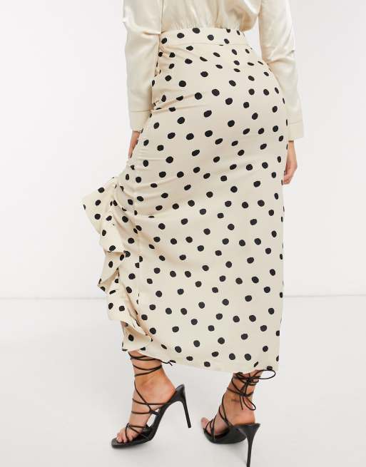 White spot outlet ruffle midi skirt