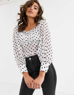 polka dot milkmaid top