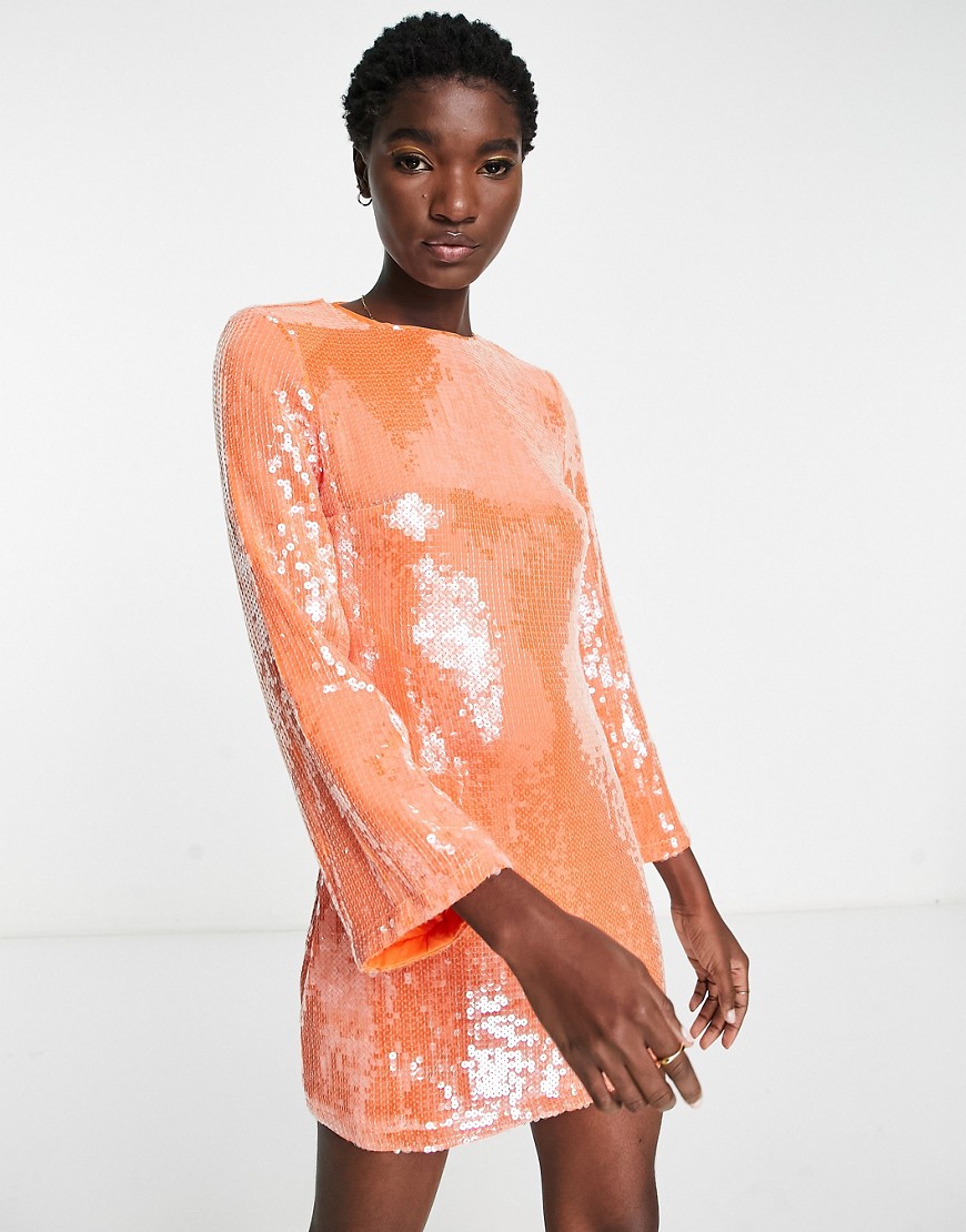 Pretty Lavish multi-way embellished mini dress in orange