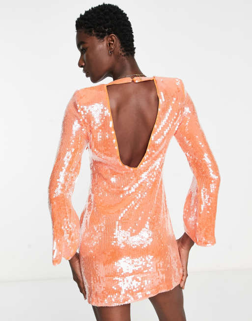 Pretty Lavish multi-way embellished mini dress in orange