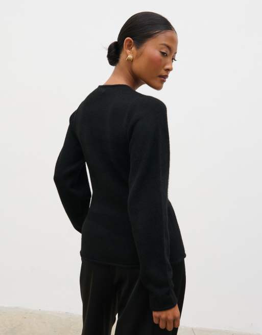 Pretty Lavish - Nauwsluitende gebreide top in zwart, 4 van 4