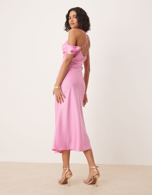 white off the shoulder fit and flare dress Linen Blend White Off Shoulder Midi Dress - All Dresses