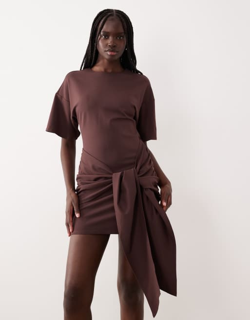 Pretty Lavish Olivia jersey dropped shoulders tie drape detail