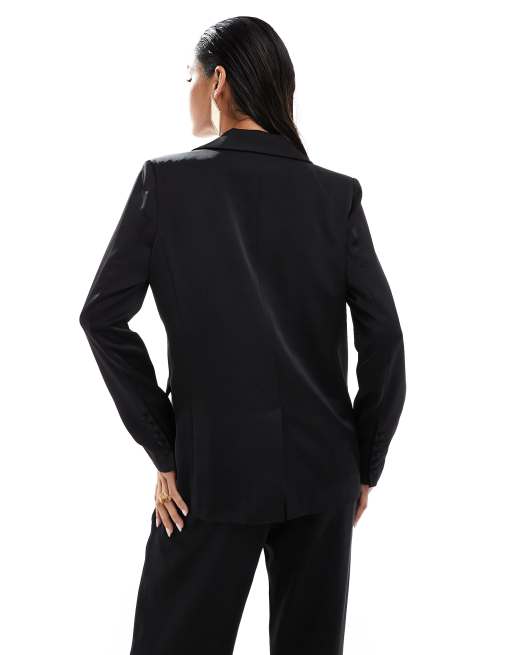 Pretty Lavish - Oversized blazer van satijn in zwart, deel van co-ord set, 2 van 4