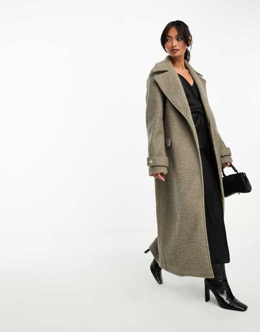 Pretty Lavish oversized boucle coat in taupe