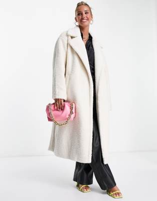 cream teddy long coat