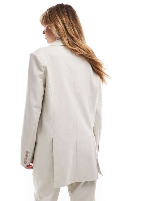 Pretty Lavish oversized boxy blazer in chalk - part of a set, 4 of 4