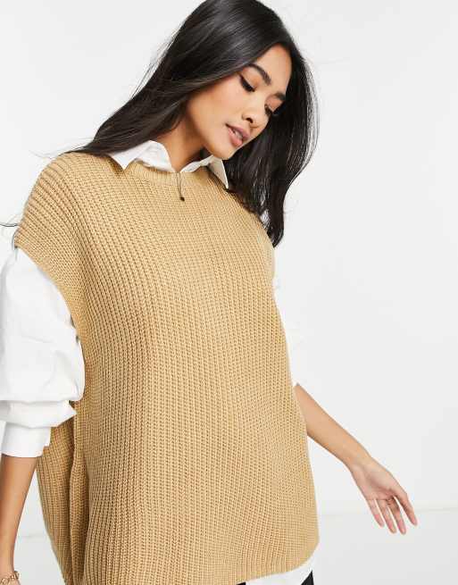 Pretty Lavish - Oversized gebreide spencer in camel, deel van co-ord set