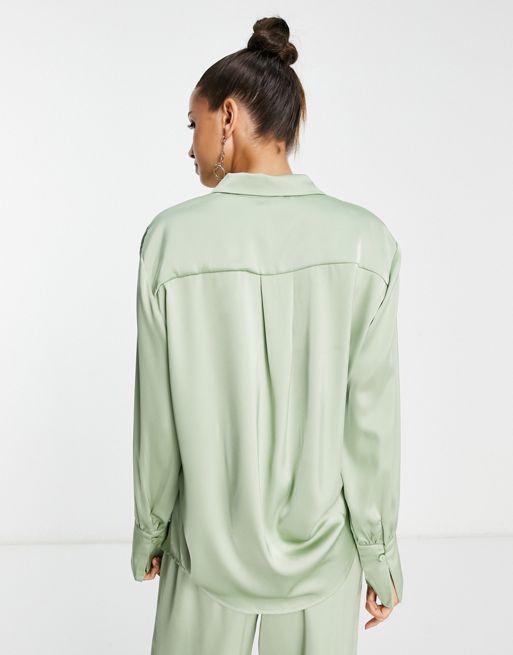 Curated Crowd - Signature shirt in mint hammered silk 5462