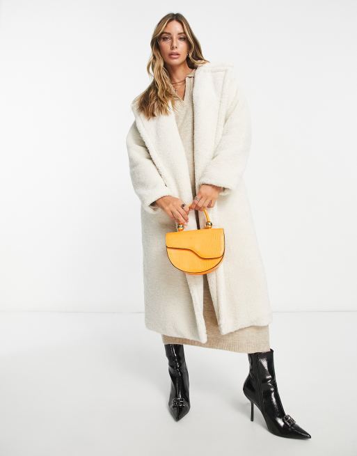 Pretty Lavish oversized teddy boucle coat in cream | ASOS