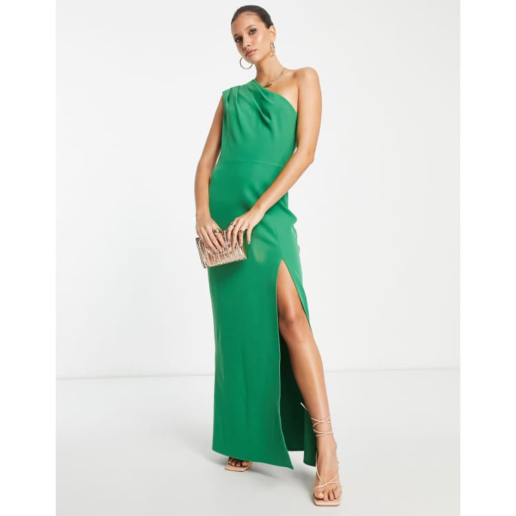 One shoulder outlet split maxi dress