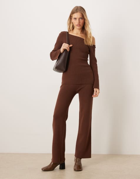 Pretty Lavish - Pantalon d'ensemble en maille - Marron - view 1
