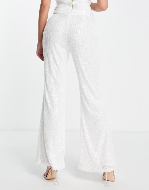 ASOS DESIGN extreme flare sequin pants in gold