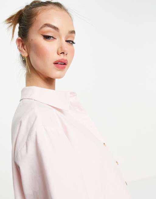 Pretty Lavish - Pastelpink firkantet hørskjorte - Del af sæt, 3 af 4