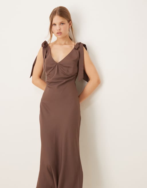 Pretty Lavish Piper bow shoulder maxi dress in black, 4 of 4