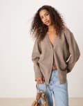 Pretty Lavish relaxed cardigan in brown