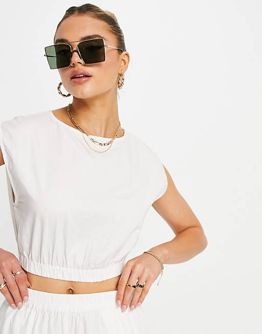 Pretty Lavish relaxed crop top co-ord in off white