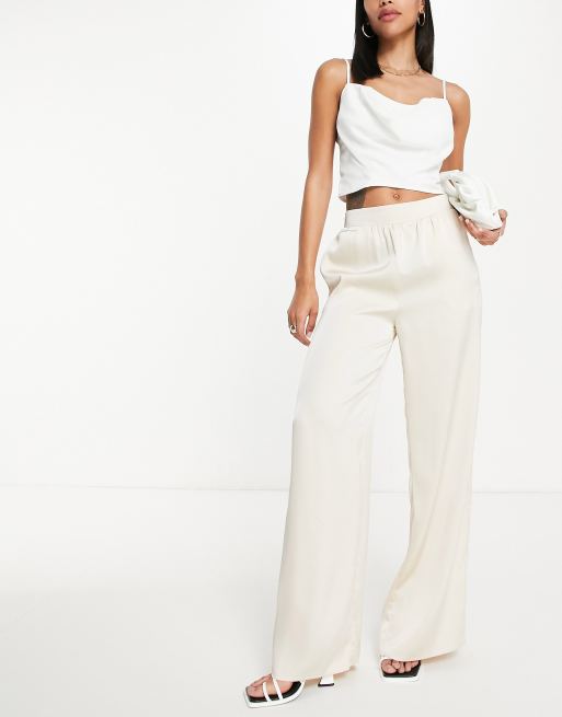 Hailee Satin Trousers - Oyster – Pretty Lavish