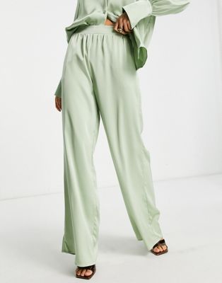 Pretty Lavish relaxed satin trouser co-ord in mint