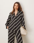 [Pretty Lavish] Pretty Lavish relaxed shirt stripe in black and cream (part of a set)-Multi 14 Black & Cream