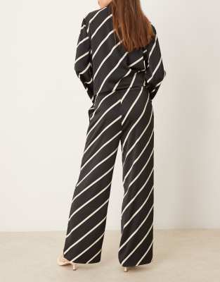 Pretty Lavish Relaxed Wide Leg Pants Stripe In Multi