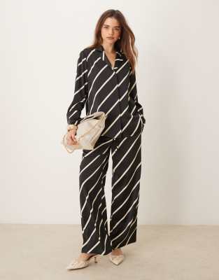 White Birch Finding Myself Full Size Striped Knit Pants in Cream