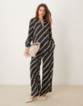 [Pretty Lavish] Pretty Lavish relaxed wide leg stripe pants in black and cream (part of a set)-Multi 12 Black & Cream