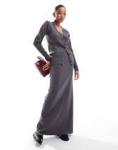 Topshop heavy twill full circle midi skirt in taupe