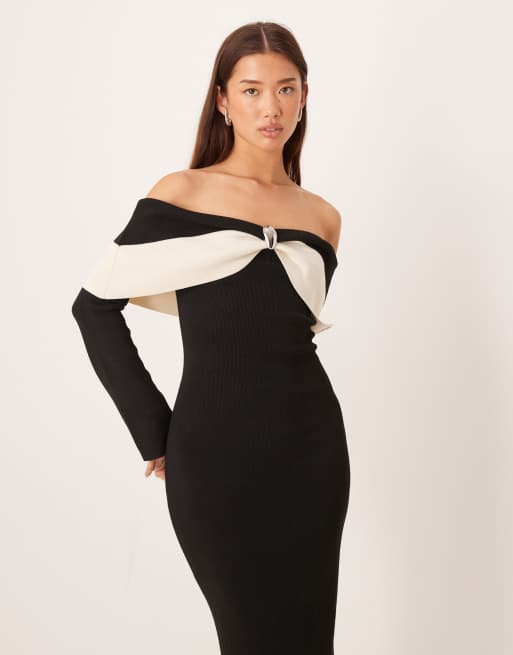 black off shoulder one piece dress Marcella Women's Manhattan One Shoulder Gown