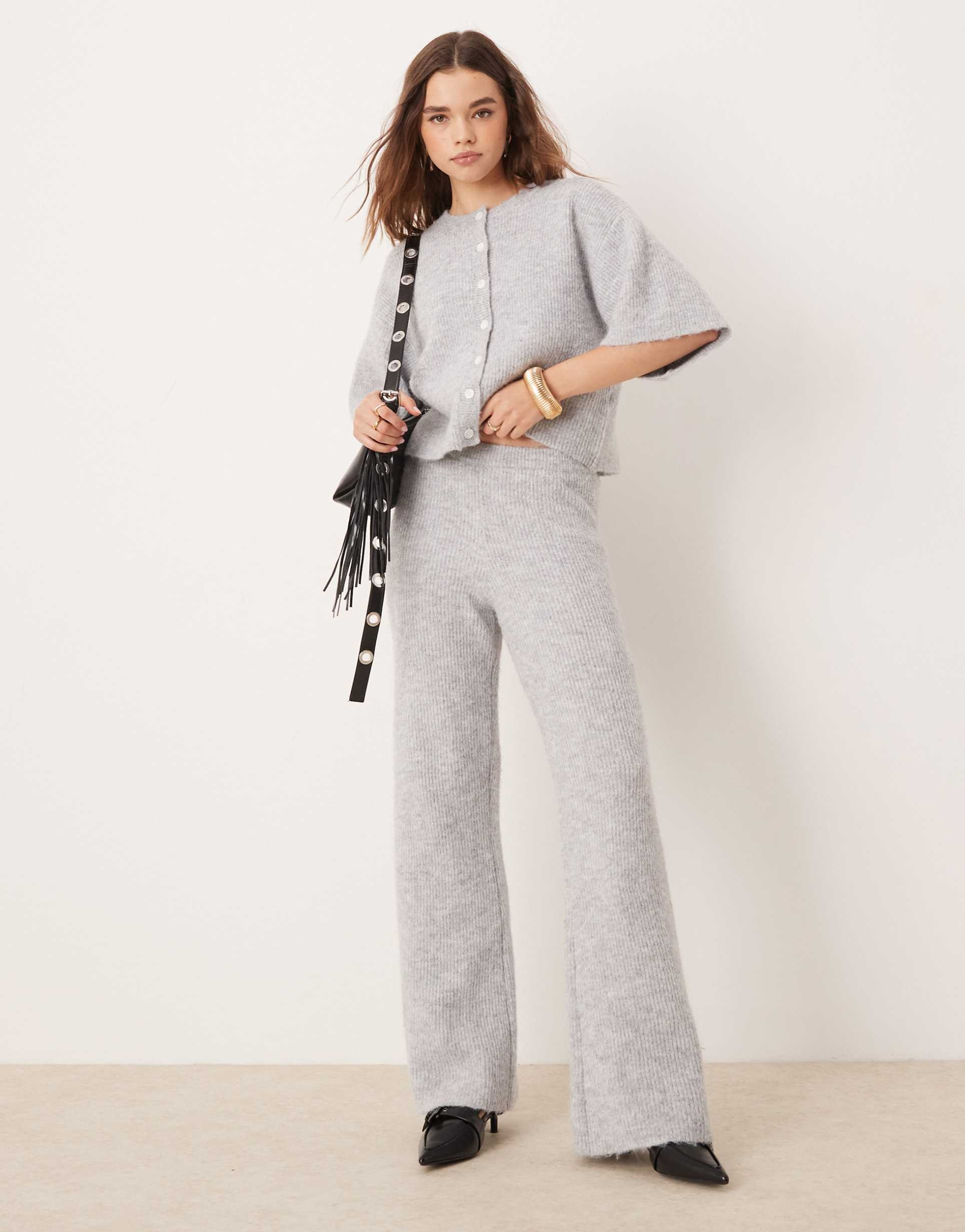 pretty lavish rib knit pants in gray - part of a set
