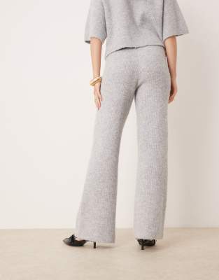 Pretty Lavish Rib Knit Pants In Gray