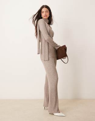 ribbed knit pants in gray - part of a set