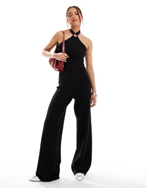 Pretty Lavish ring detail knit jumpsuit in black - view 1