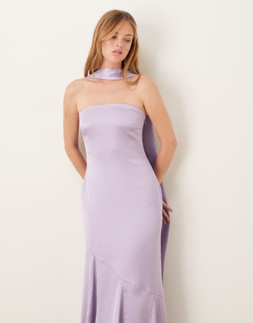Pretty Lavish - Robe bustier longue avec foulard à l'encolure - Lilas, 2 de 4