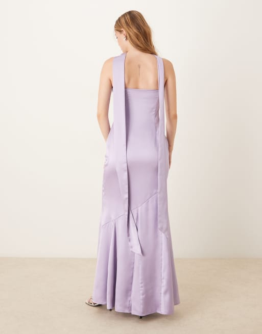 Pretty Lavish - Robe bustier longue avec foulard à l'encolure - Lilas, 3 de 4