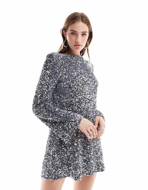 Pretty Lavish - Robe courte à sequins parsemés - Chrome
