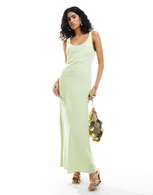 Pretty Lavish - Robe longue en satin - Pistache