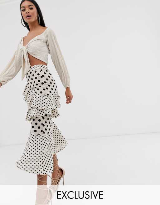 Pretty Lavish - Rok met ruches en gemixte stippen