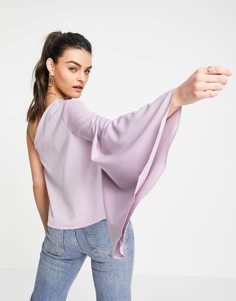 Pretty Lavish Rosie one shoulder blouse in lilac - view 1