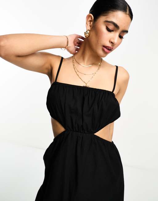 Pretty Lavish ruched cut-out midaxi dress in black | ASOS