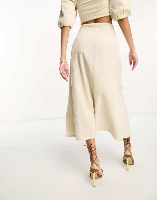 Weekday midi A-line skirt in beige