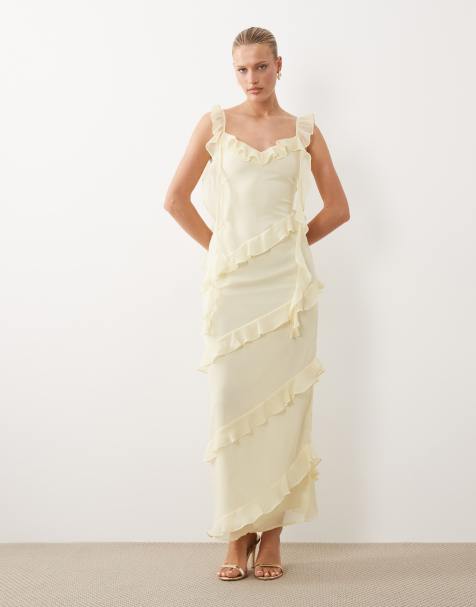 Pretty Lavish Rue ruffle maxi dress with draping detail in yellow - view 1