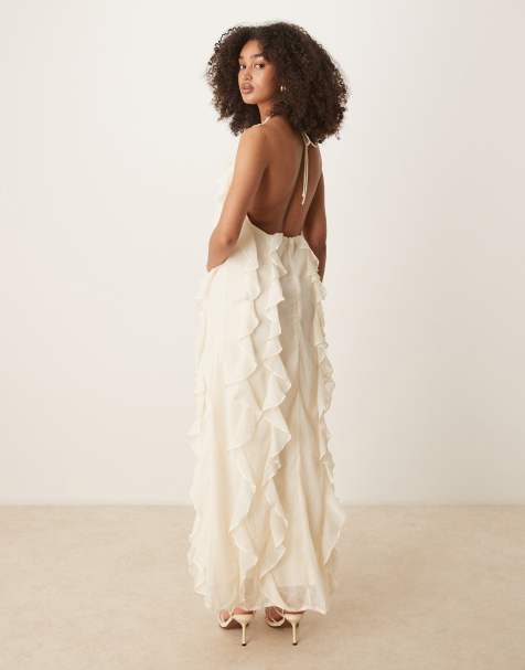 Pretty Lavish ruffle maxi dress in lemon - view 1